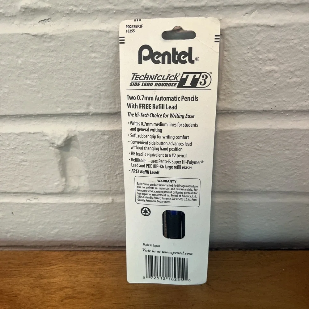 Pentel Techniclick T3 Automatic Mechanical 2 Pencils 0.7 mm Medium, Refill Japan